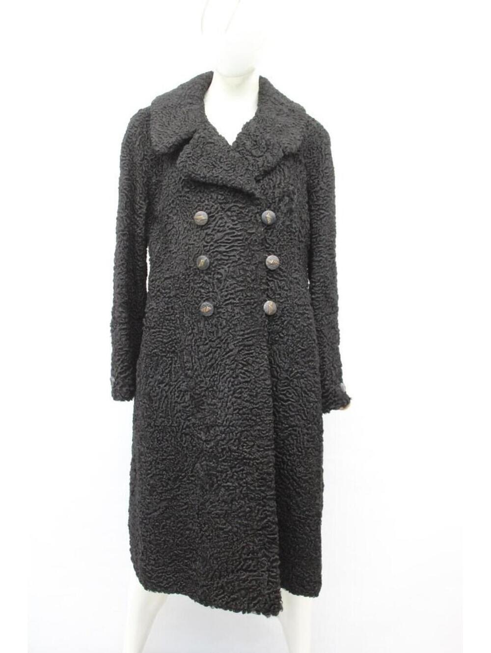 Mint Black Lamb Fur Coat Jacket Women Woman Size 4 Small